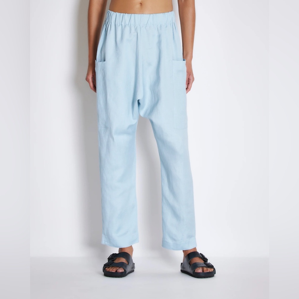 Roucha Pouch Linen Pants Light Blue